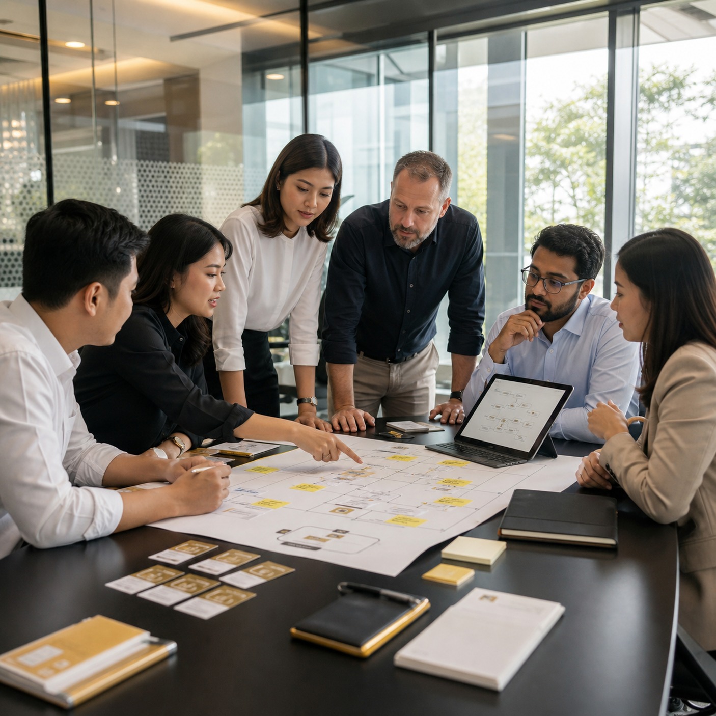 Illustration of professionals aligning their business workflows